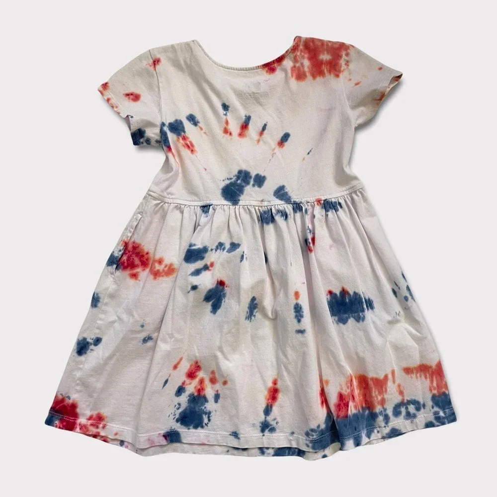 Girl's Tie Dye Dress Short Sleeve Size 4-5 with Pockets